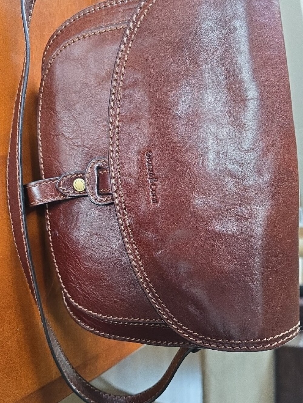 Gianni Conti Brown Leather Crossbody Bag - Picture 9 of 10